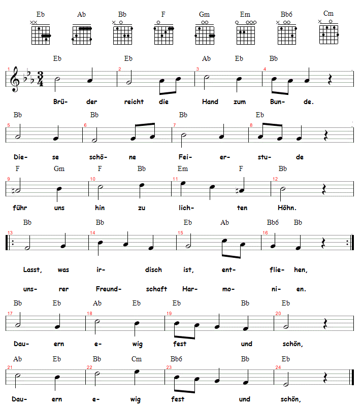 Bundeslied, Brüder, Reicht Die Hand Zum Bunde | Liederkiste.com